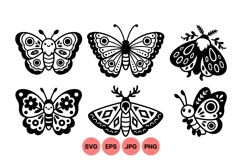Hand Drawn Cute Butterfly And Moth Vector Clipart Product Image 1