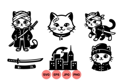 Cute Urban Ninja Cat Vector Clipart Product Image 1