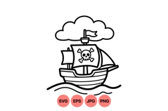 Hand Drawn Pirate Ship Svg Illustration Clipart Product Image 1