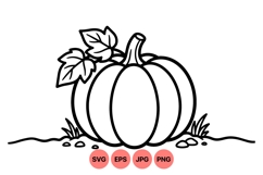Black And White Pumpkin Outline Svg Design For Autumn Product Image 1