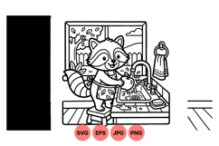 Hand Drawn Raccoon Washing Apples Svg Illustration Product Image 1