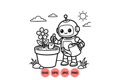 Cute Robot Gardening Clipart For Kids Crafts Product Image 1