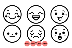 Line Art Cute Emoticon Faces SVG Vector Product Image 1
