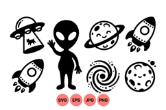 Cartoon Space Alien Vector Clipart Product Image 1