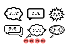 Kawaii Speech Bubble Icons With Cute Faces Vector Product Image 1