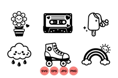 Kawaii Retro Style Cute Clipart Graphics Product Image 1