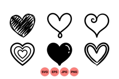 Hand Drawn Heart Icons Line Art Graphics Product Image 1