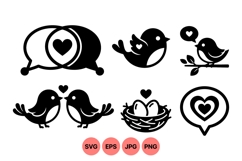 Romantic Love Birds Vector Clipart Design Icons Product Image 1