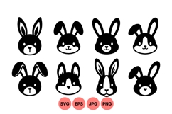 Cute Bunny Head Vector Illustration Product Image 1