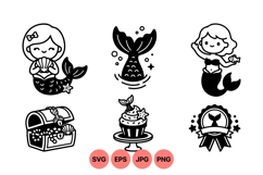 Hand Drawn Cute Mermaid Icon Illustration Product Image 1