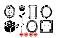 Vintage Floral Frames And Rose SVG Clipart Product Image 1