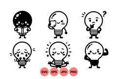 Hand Drawn Lightbulb Character Svg Illustrations Product Image 1