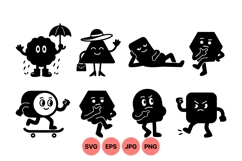 Cute Black Shape Characters Vector Illustration Product Image 1