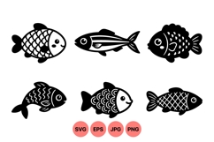 Black Fish Silhouette Clipart For Nautical Design Product Image 1