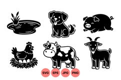Farm Animal Silhouette SVG Clipart Product Image 1