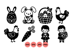 Cute Easter Silhouette SVG Clipart For Crafts Product Image 1