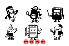 Hand Drawn Cute School Supplies Clipart Product Image 1