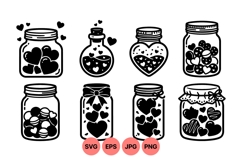 Cute Heart Jar Clipart Valentine's Day Design Product Image 1