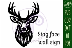 Stag deer face wall art sign, SVG file. vector Product Image 4