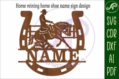 Horse Shoe Reining Name sign svg laser cut template Product Image 4
