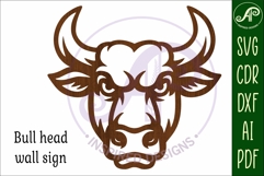 Bull head wall art sign, SVG file. vector Product Image 4