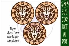 Tiger Clock SVG, Tiger Face Wall Clock Laser Cut File Product Image 4