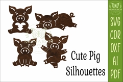 Cute Pig Silhouettes SVG Farm Animal Laser Cut Files 1 Product Image 4
