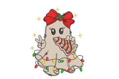 Girl Ghost with Gingerbread Cookie Christmas Machine Embroid Product Image 1