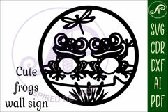 two cute frogs wall sign, SVG file. vector sign Product Image 4