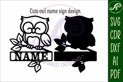 Cute owl personalized name sign laser cut Product Image 4