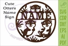 Cute Otter Nursery Name Sign SVG | Round Animal Wall Decor Product Image 4
