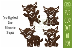 Cute Highland Cow Silhouettes SVG Farm Animal 2 Product Image 4