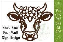 Floral Cow Laser Cut File, Farmhouse Cow Wall Decor SVG Product Image 4