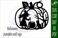 Pumpkin Halloween witch wall sign svg laser cut file Product Image 4