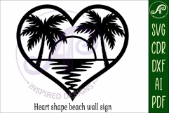 Sunset beach heart wall sign, SVG file. Product Image 4