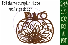 Pumpkin fall sunflower wall sign svg laser cut file Product Image 4