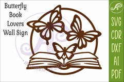 Butterfly Book Wall Art SVG Laser Cut File Reading Decor Product Image 4