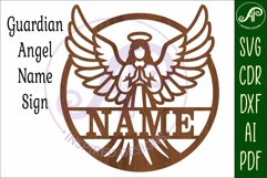 Guardian Angel Name Sign SVG, Praying Angel Laser Cut File Product Image 4