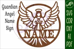 Guardian Angel Name Sign SVG, Praying Angel Laser Cut File Product Image 4