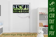 American football scene name sign SVG 3 layer laser cut Product Image 6