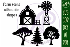 Farm silhouette laser cut outs SVG file Product Image 4