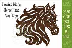 Flowing Mane Horse Head SVG Laser Cut Equestrian Wall Art Product Image 4