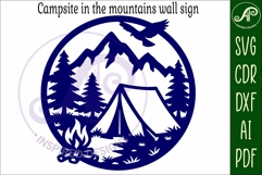 Campfire mountains and forest wall art sign, laser cut Product Image 4