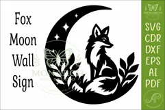Fox and Moon Wall Art SVG, Woodland Fox Laser Cut Design Product Image 4