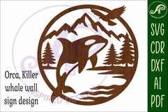 Orca, killer whale coastal scene wall sign svg laser cut 2 Product Image 4