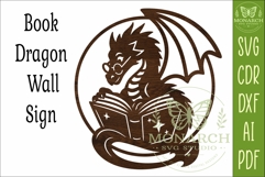 Dragon Reading Book Wall Art SVG, Fantasy Dragon Library Product Image 4