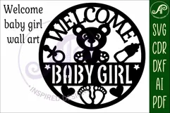 Welcome baby girl wall sign svg laser cut design Product Image 4