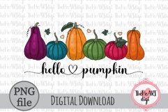 Hello Pumpkin Sublimation PNG, Fall Color Pumpkins PNG Product Image 1