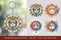keychain sublimation - boho moon and sun Product Image 1
