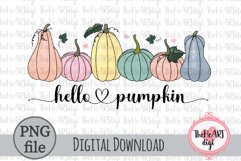 Hello Pumpkin Sublimation PNG, Pastel Cute Pumpkins PNG Product Image 1